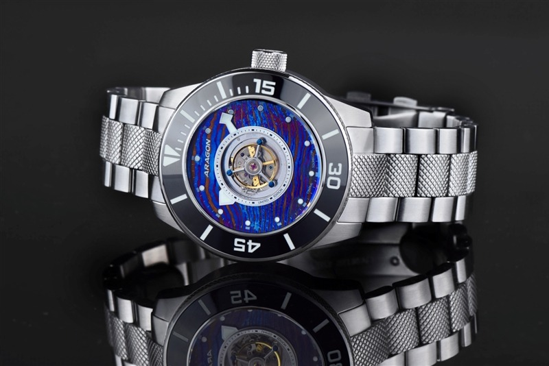 ARAGON Divemaster Central Tourbillon Blue Damascus 50mm Limited Edition
