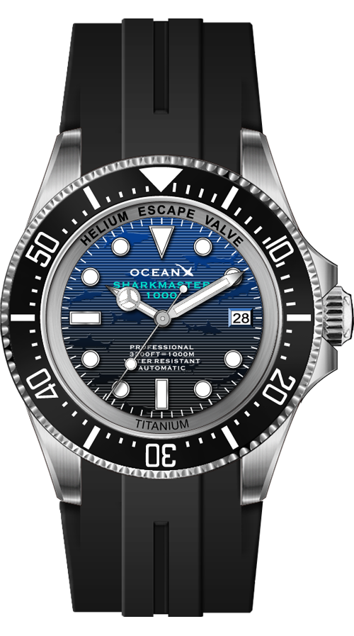 OceanX Sharkmaster 1000 44mm Titanium Blue Automatic Limited Edition Rubber