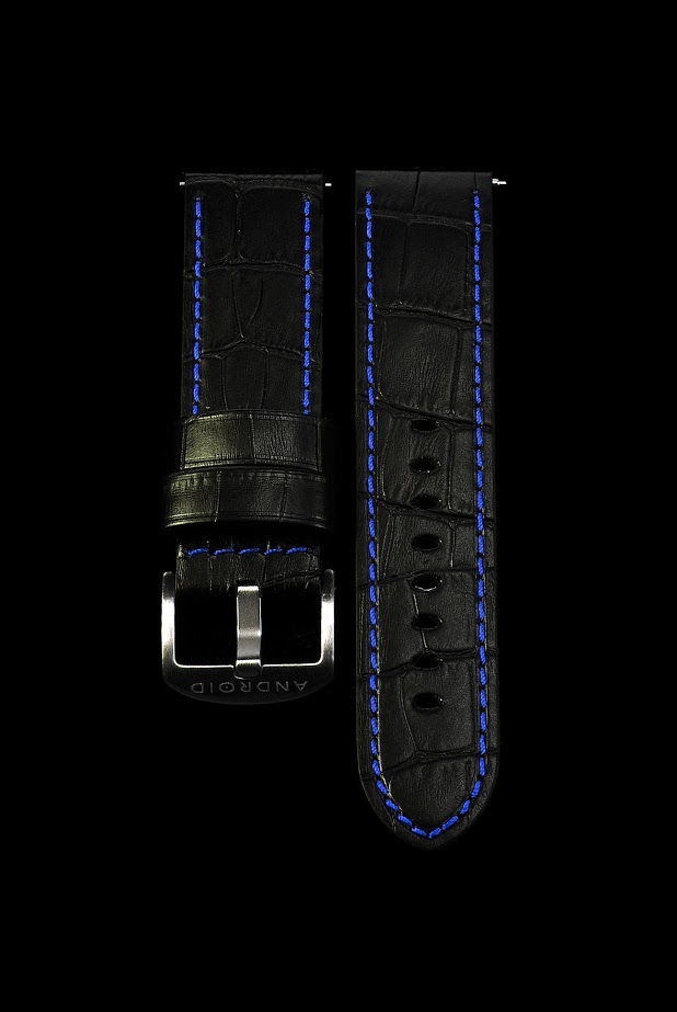 ANDROID Lederarmband 24mm Black-Blue SCKGBU