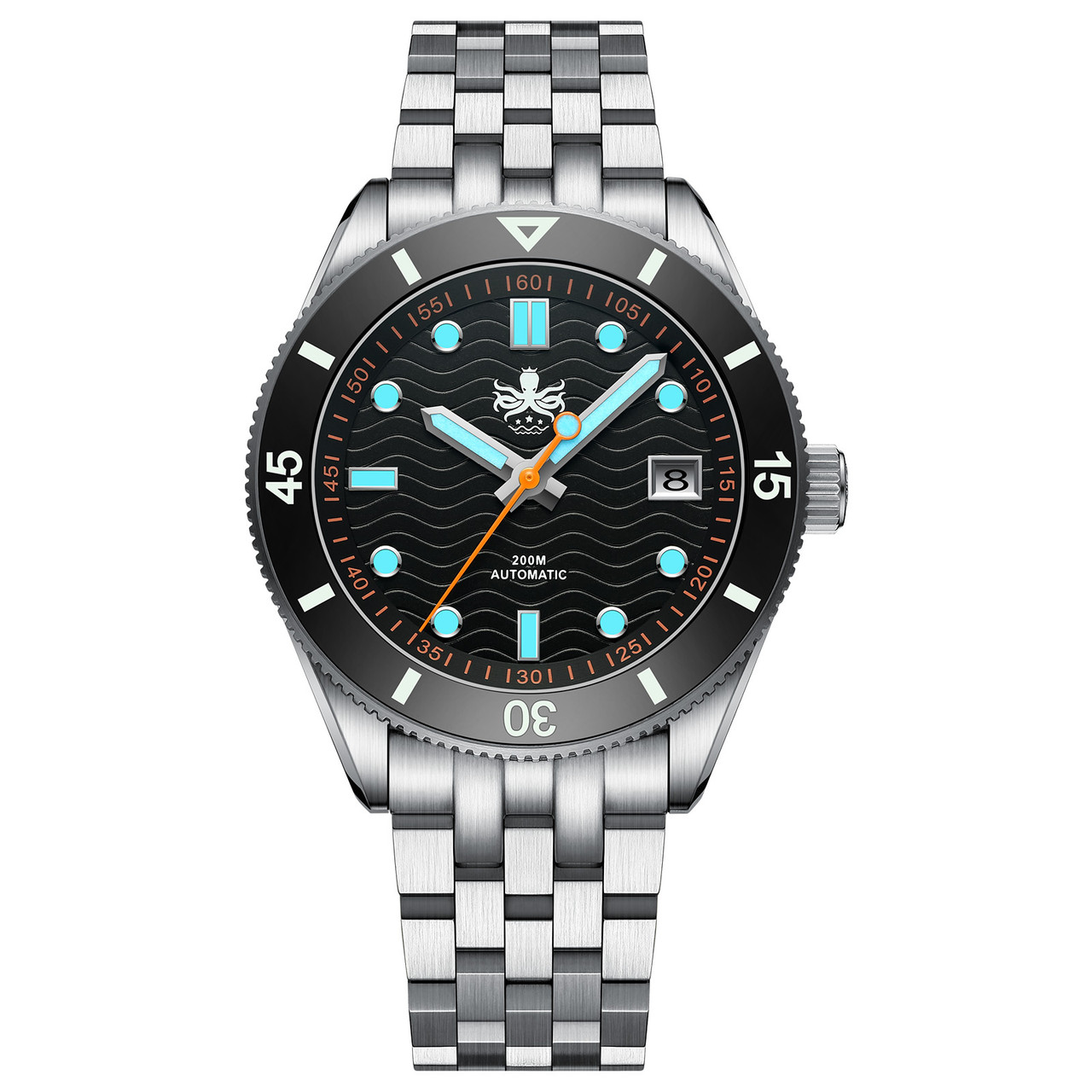 Phoibos Wave Master Black 200m Diver Automatic Steel