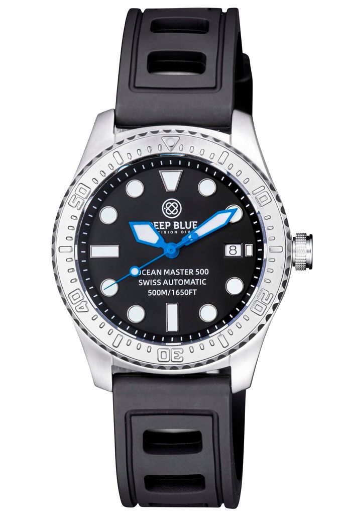 Deep Blue Ocean Master 500 Swiss Automatic 40 mm Black Blue I Gummiarmband