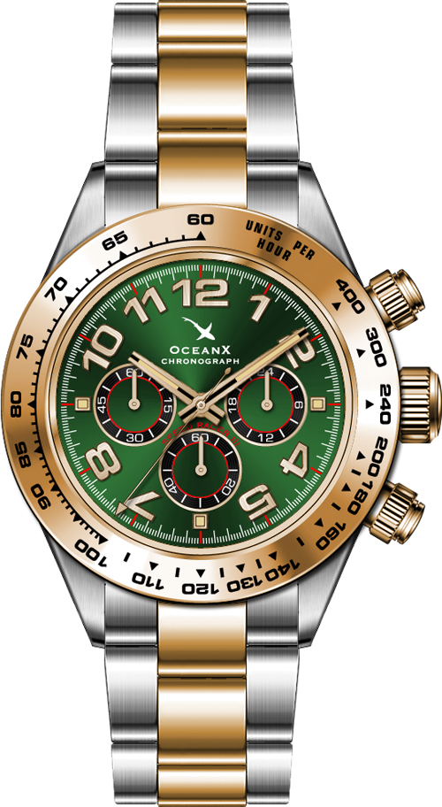 OceanX Speedracer II Chrono Green-Gold 41,5mm Herrenuhr