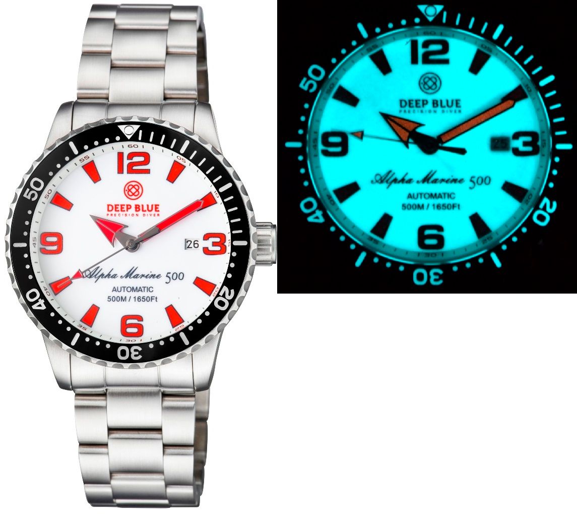 Deep Blue Pro Alpha Marine 500m 44mm Black-White Full White-Red Lume