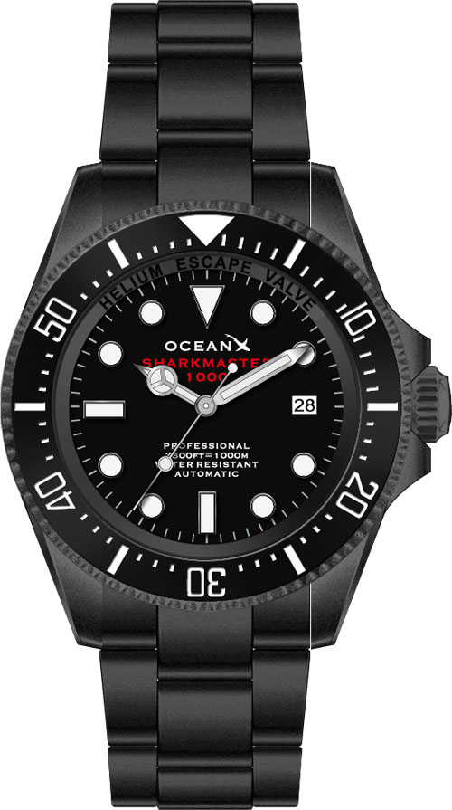 OceanX Sharkmaster 1000 Black Black-IP Automatic
