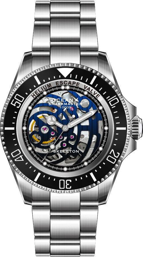 OceanX Sharkmaster 1000 Blue Skeleton Automatic