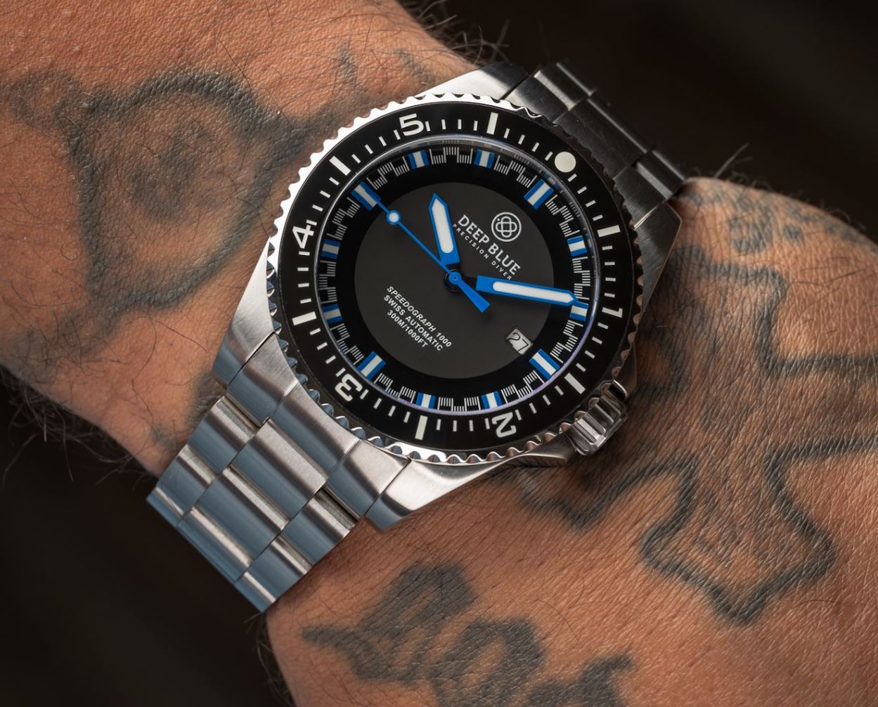 Deep Blue Speedograph 1000 Black Blue Automatic Steel