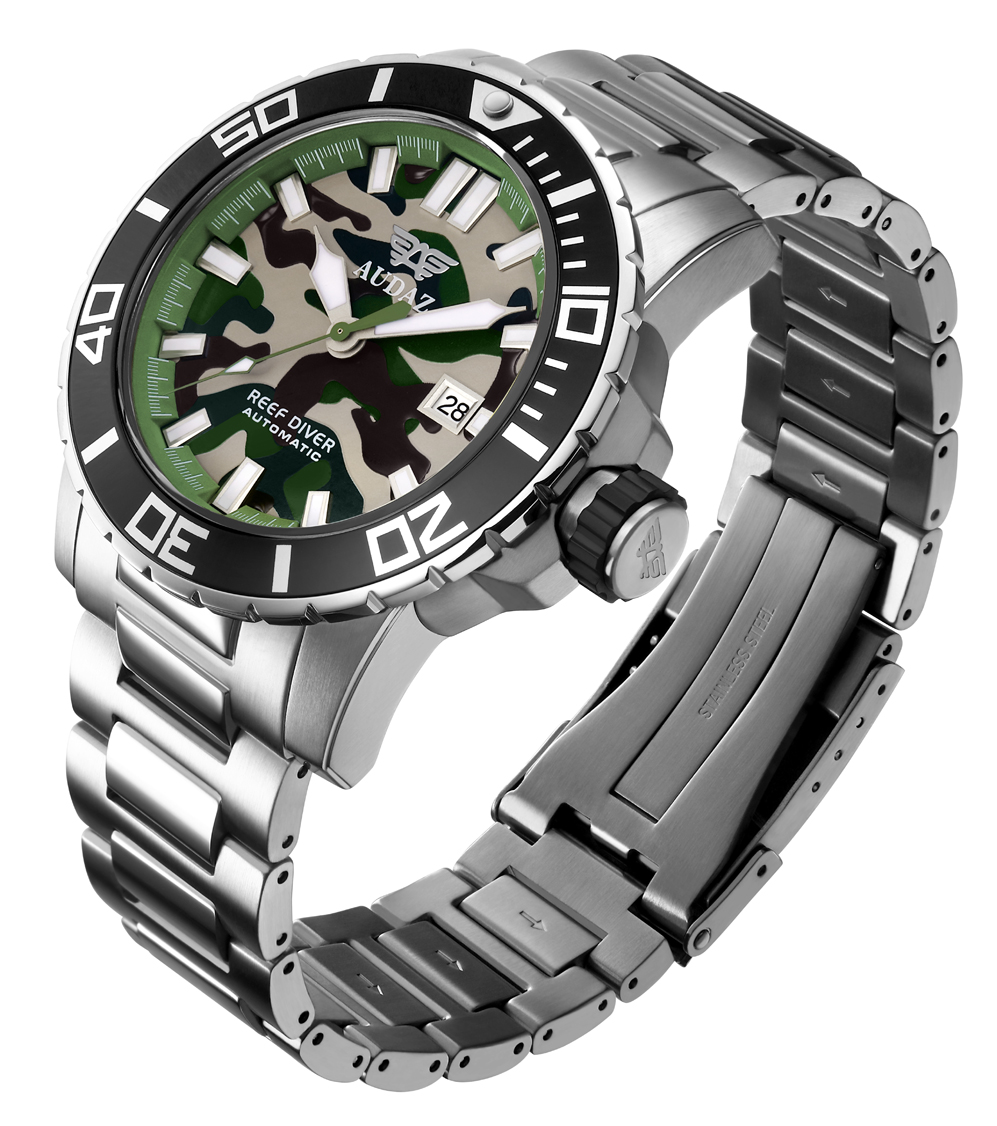 Audaz Reef Diver Green Camouflage 45mm Automatic inkl. Gummiarmband