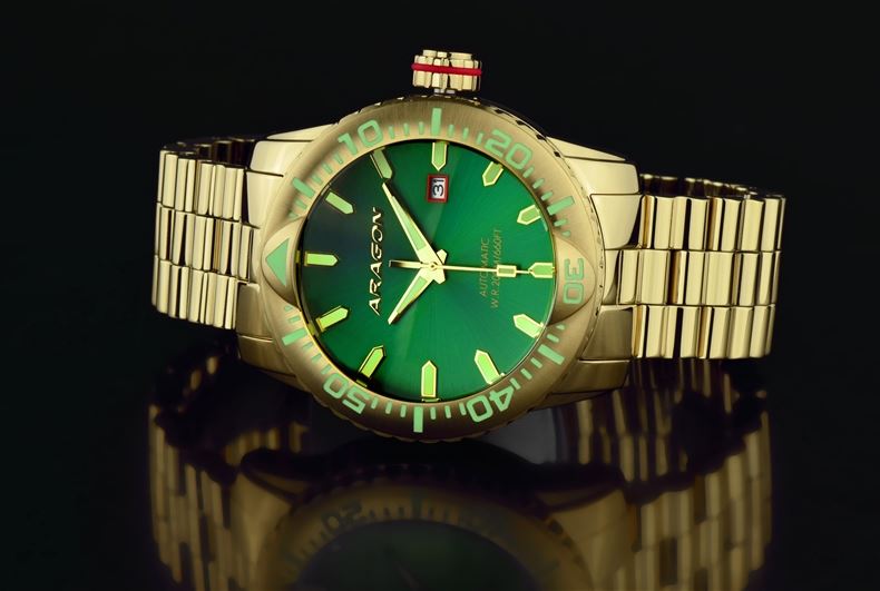 ARAGON Matador Green Gold-IP 50mm Automatic Steel