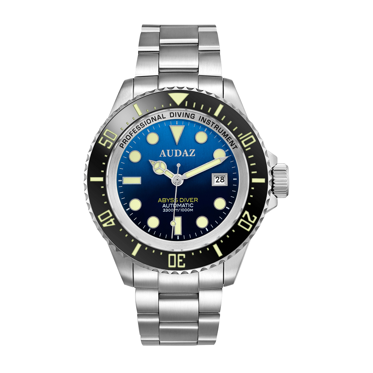 Audaz Abyss Diver Blue-Black Gradient 1000m Automatic inkl. Gummiarmband