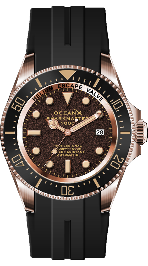 OceanX Sharkmaster 1000 Brown Sandblast Rubber Automatic