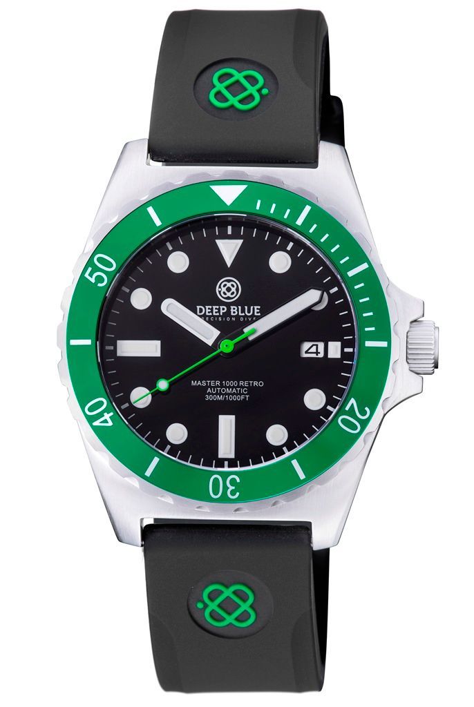 Deep Blue Master 1000 Retro Black-Green 44mm Automatik Gummi-/Nylon-Armband