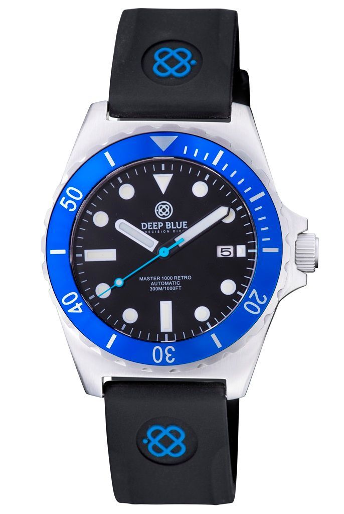 Deep Blue Master 1000 Retro Black-Blue 44mm Automatik Gummi-/Nylon-Armband