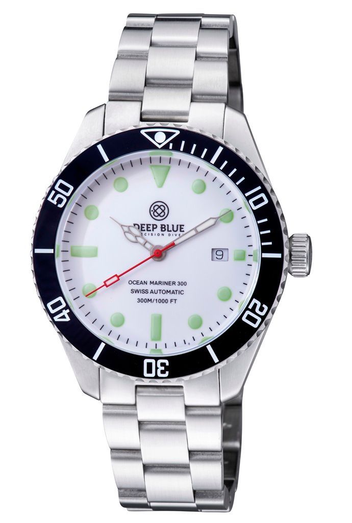 Deep Blue Swiss Ocean Mariner 300 White 42mm