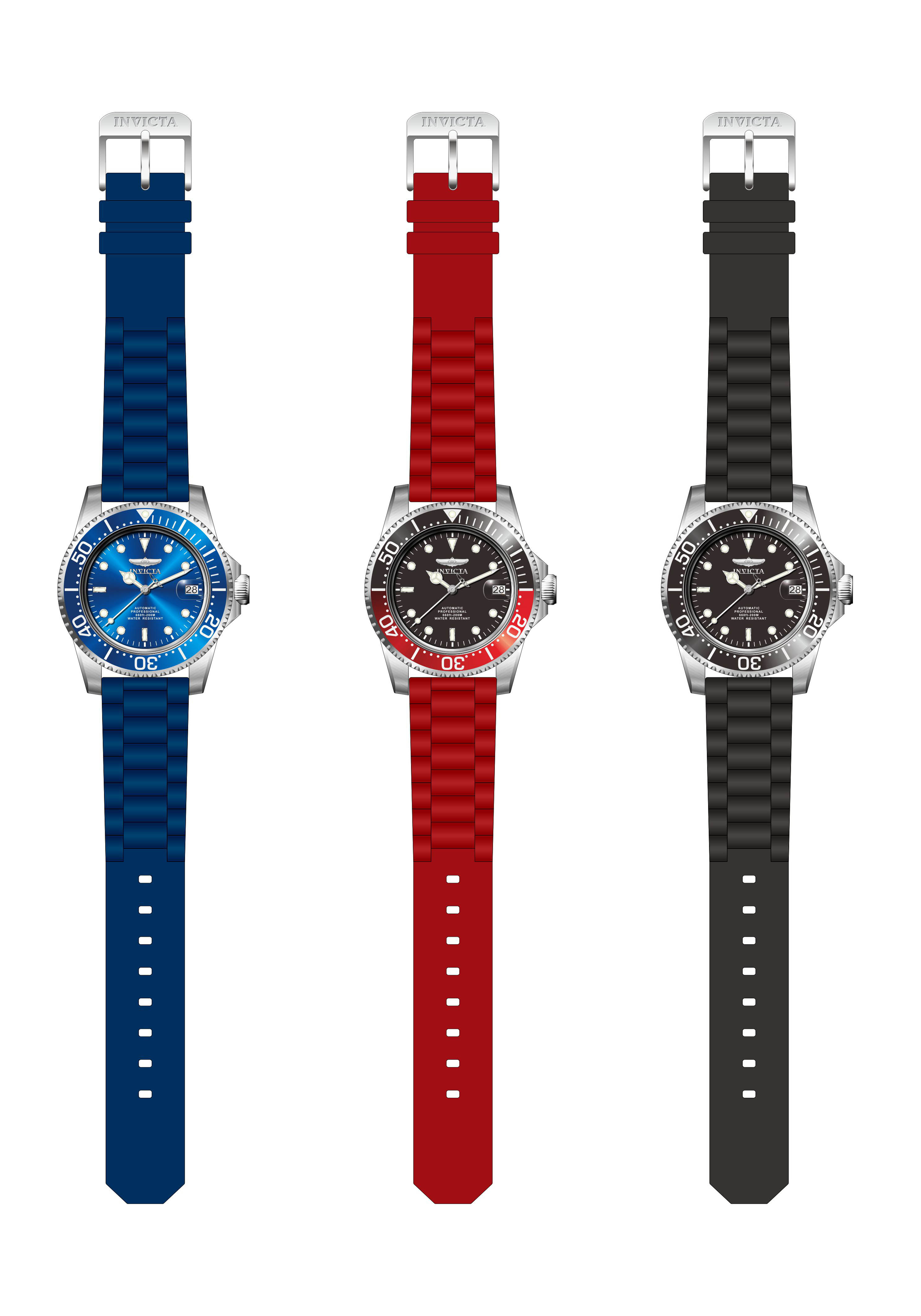 Invicta Gummiarmband 20 mm Pro Diver Schwarz / Rot / Blau