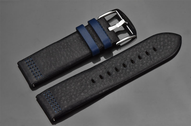 ARAGON Lederarmband 26mm Black-Blue