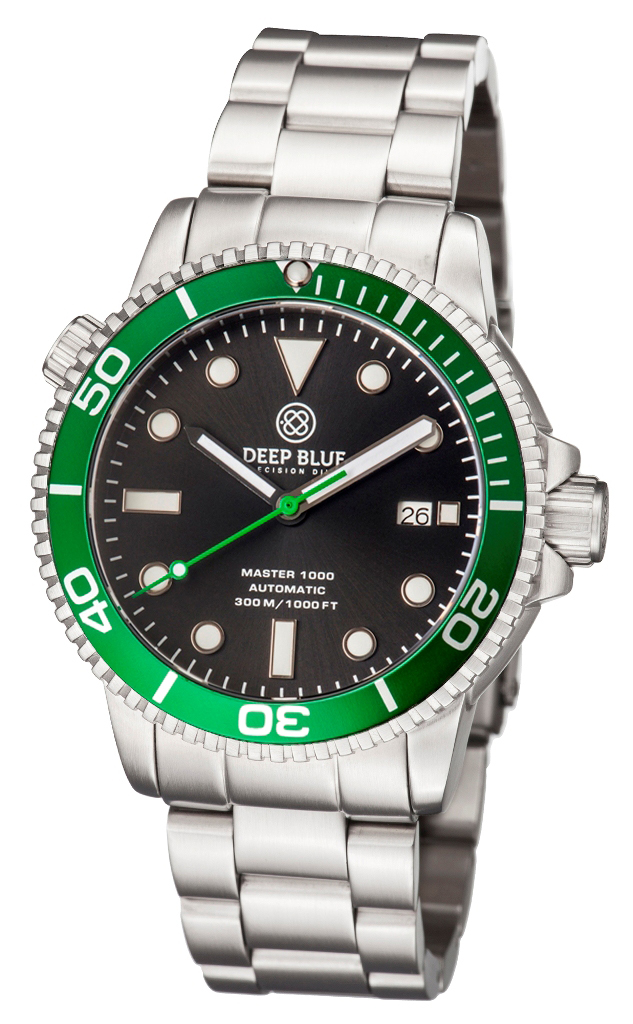 Deep Blue Master 1000 Black-Black-Green Steel