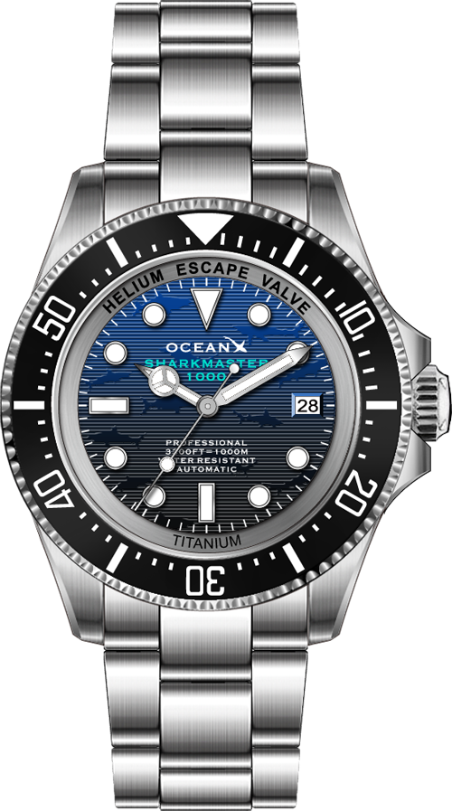 OceanX Sharkmaster 1000 44mm Titanium Blue Automatic Limited Edition