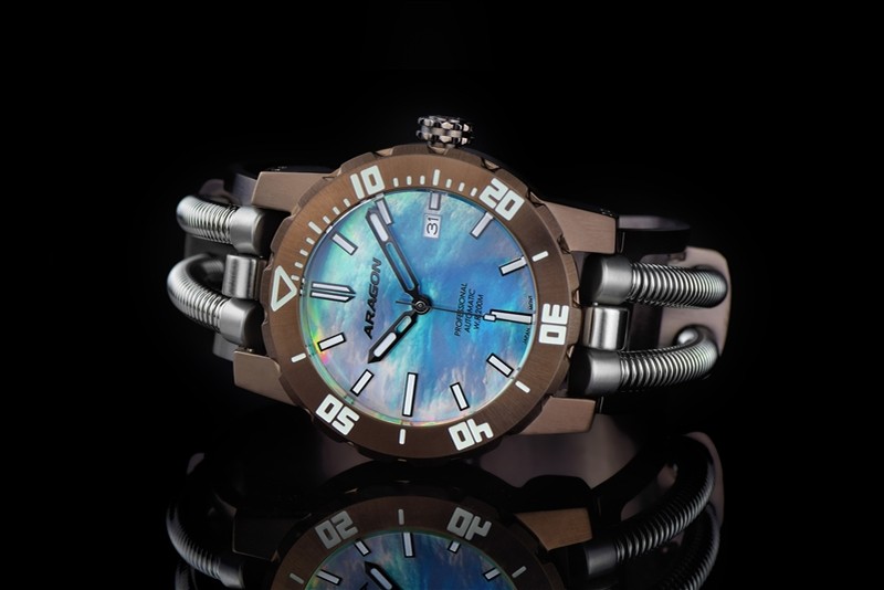 ARAGON Hydraumatic G9 NH35 Automatic Mother of Pearl Brown 44mm
