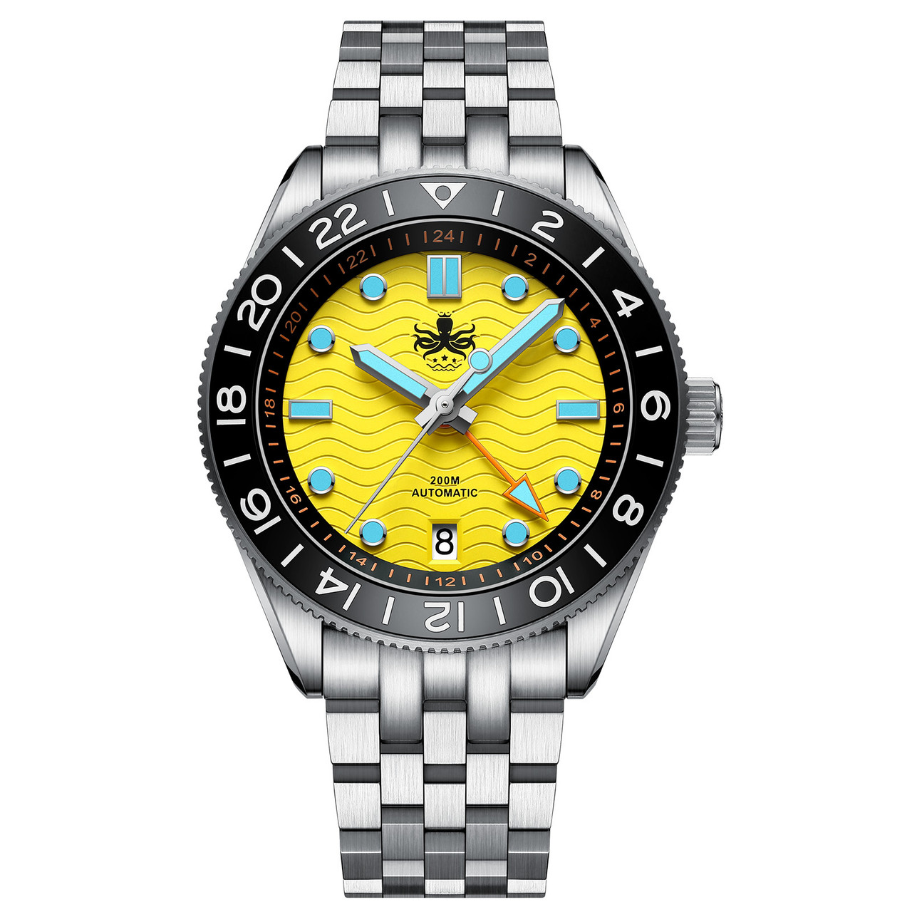 Phoibos Wave Master GMT Yellow 300m Diver Automatic