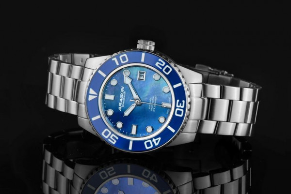 ARAGON Divemaster 42mm Swiss Blue MOP Automatic
