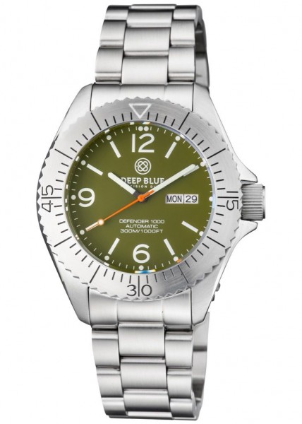 Deep Blue Defender 1000 Automatic 44mm Green Steel