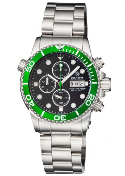 Deep Blue Diver 1000 Chrono Black-Green Steel