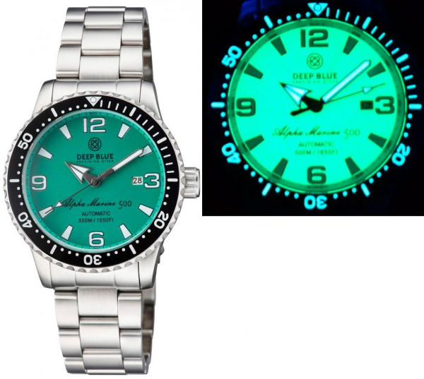 Deep Blue Pro Alpha Marine 500m 44mm Jade Blue Full Lume