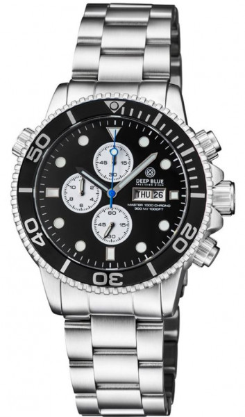 Deep Blue Master 1000 Chrono Black-Black-White Steel