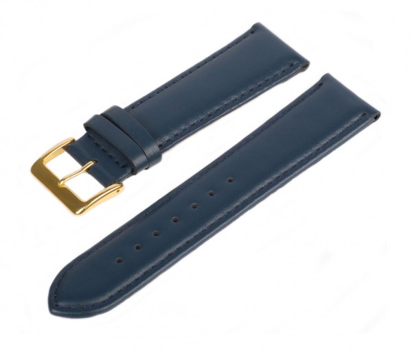 Uhren Lederarmband Blau LLB-110 Glattleder Gold