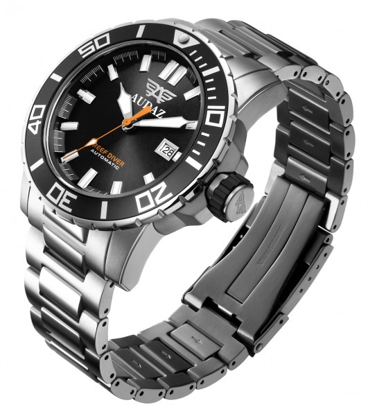 Audaz Reef Diver Swiss Black 45mm Automatic inkl. Gummiarmband