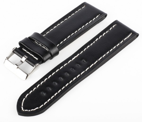 Uhren Lederarmband Schwarz-Weiß XXL MX15 Leicht Genarbt