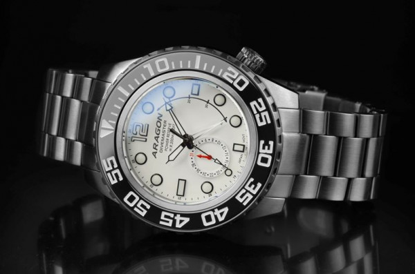 ARAGON Divemaster IV 50mm NE57 Power Reserve White Automatic Gunmetal-IP