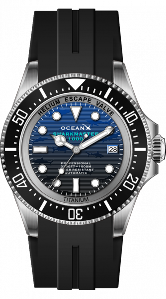 OceanX Sharkmaster 1000 44mm Titanium Blue Automatic Limited Edition Rubber