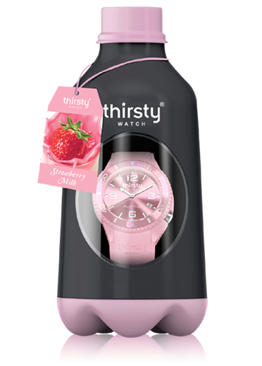 Thirsty Armbanduhr Silikon Strawberry Milk
