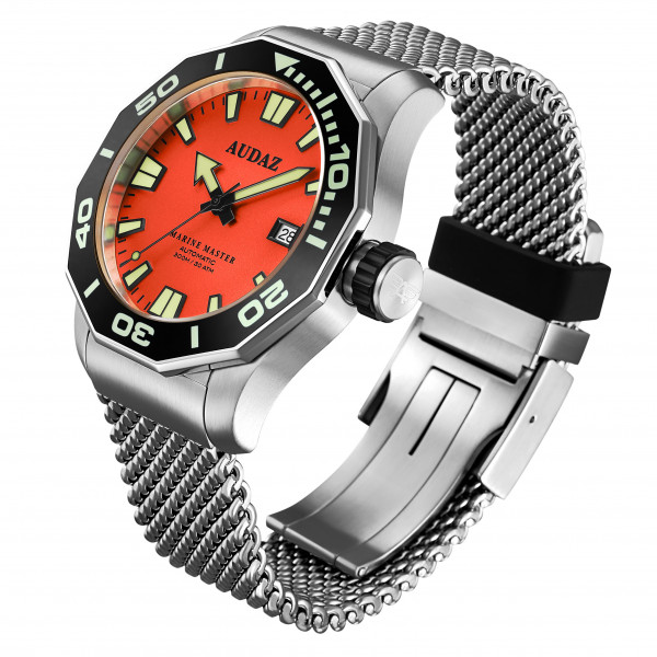 Audaz Marine Master Orange 44mm Automatic inkl. Gummiarmband