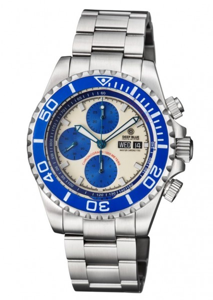 Deep Blue Master Chrono 7750 White-Blue Lume