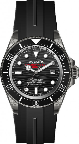 OceanX Sharkmaster 300+ Black Automatic Damascus Special Edition