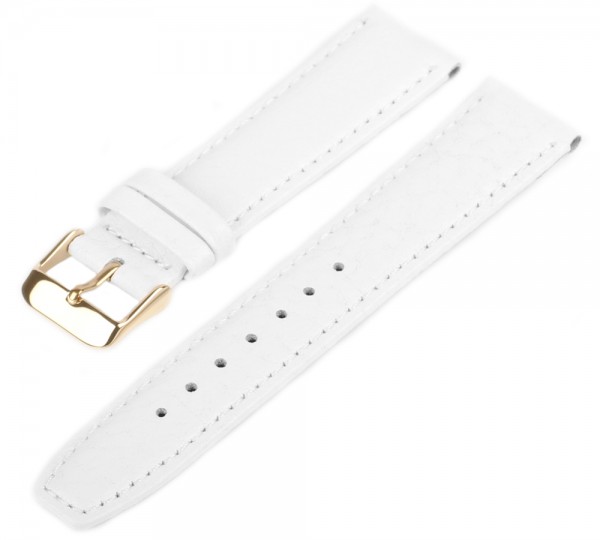 Uhren Lederarmband Gold Weiß WB50 Genarbt Gepolstert