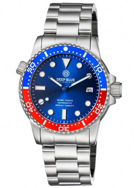 Deep Blue Diver 1000 II Blue-Red-Blue-Blue Steel