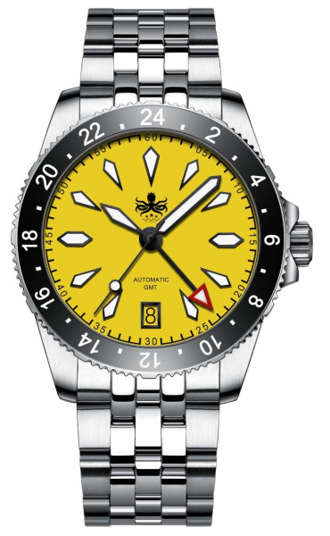 Phoibos Voyager GMT Canary Yellow 200m Diver Automatic