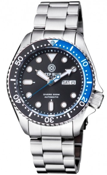 Deep Blue Military Diver 300 Automatic Black-Blue Steel