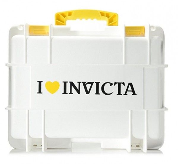 Invicta Stoßfester Uhrenkoffer Weiss Gelb 8 "I Love Invicta"