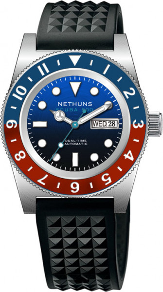 Nethuns Scuba 500 Blue-Black Gradient Dual-Time Steel Automatic