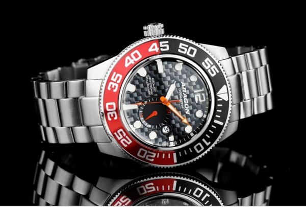 ARAGON Divemaster III 50mm Black-Red Automatic Steel Lefty