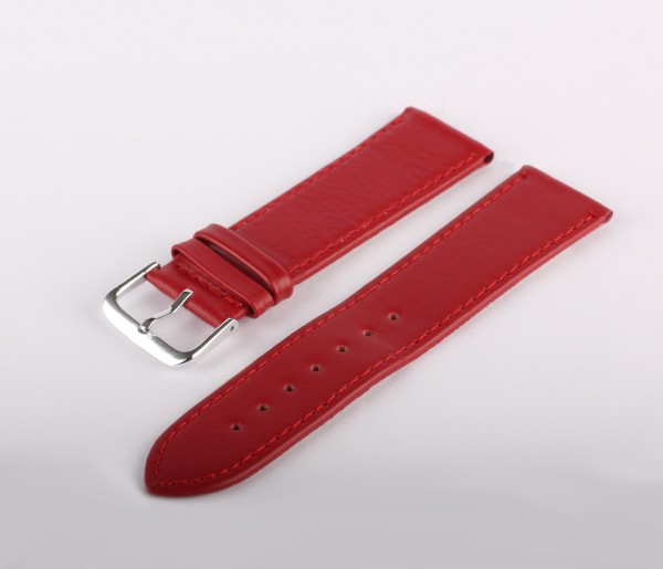 Lederarmband Rot Glattleder Silver