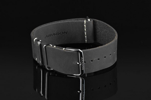 ARAGON Nato Leather Black 24mm