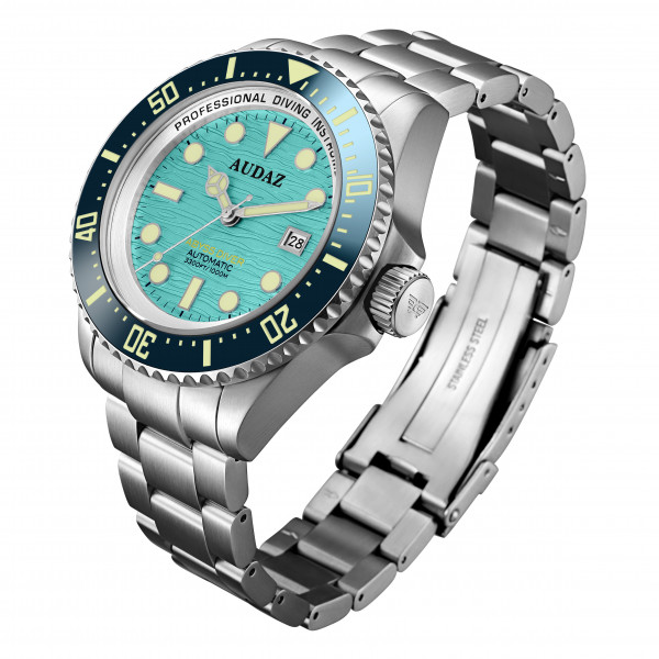 Audaz Abyss Diver Aqua Blue 1000m Automatic inkl. Gummiarmband