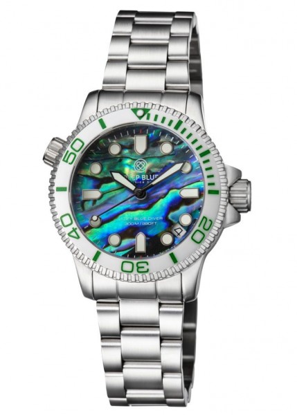 Deep Blue Ladies Lizzy Blue Diver Abalone-White