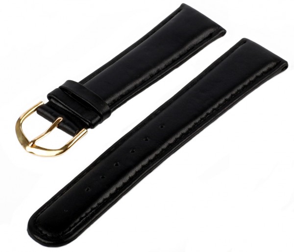 Lederarmband Schwarz GBT-90 Glattleder Gold