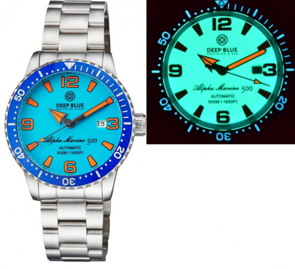 Deep Blue Pro Alpha Marine 500m 44mm Blue Orange Full Lume